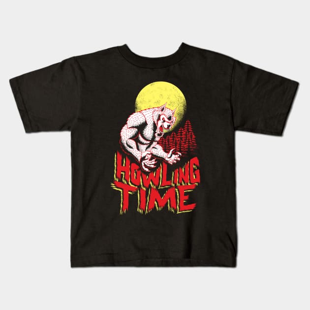 Howling Time Kids T-Shirt by VicNeko